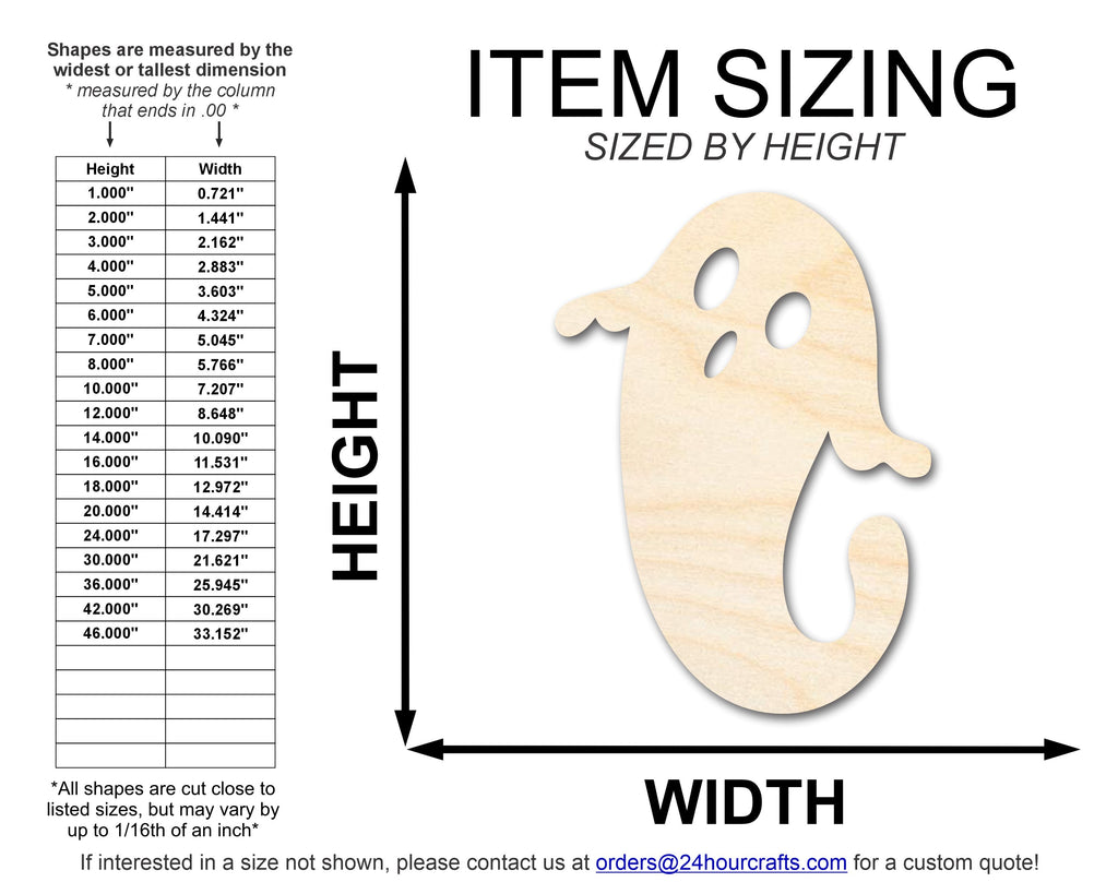 Unfinished Wood Ghost Shape | Craft Cutout | up to 46" DIY