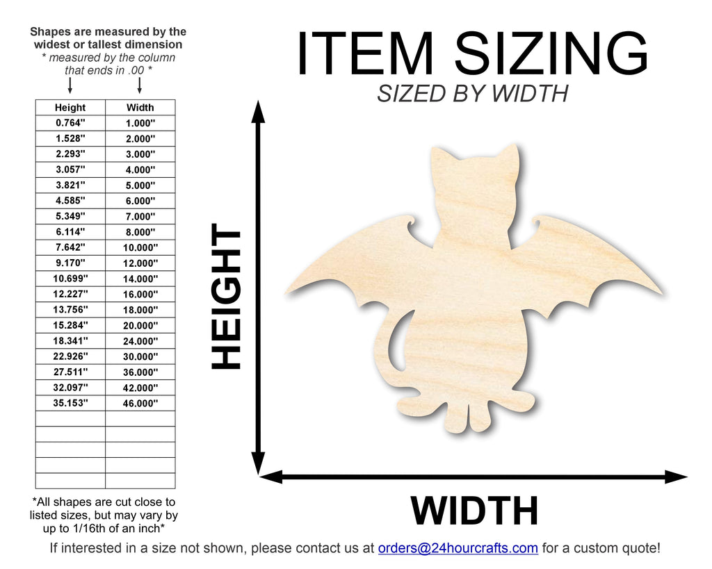 Unfinished Wood Bat Cat Shape | DIY Halloween Cat Craft Cutout | up to 46" DIY