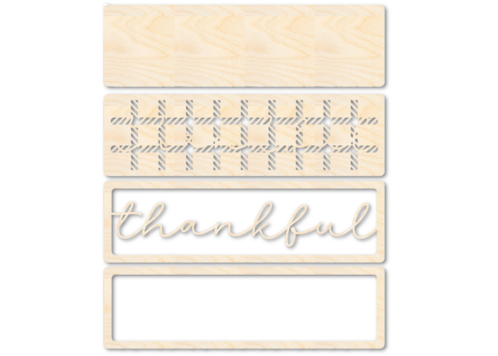 Unfinished Wood Layered Thankful Plaid Sign | 4 Layers | up to 46"