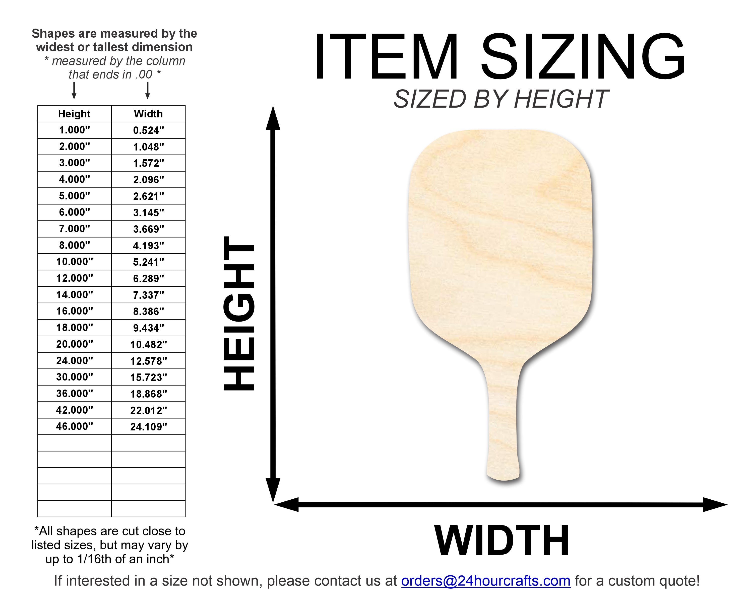 Unfinished Pickleball Paddle Shape | DIY Craft Cutout | up to 46" DIY