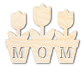 Unfinished Mom Flower Pot Shape | DIY Craft Cutout | up to 46" DIY