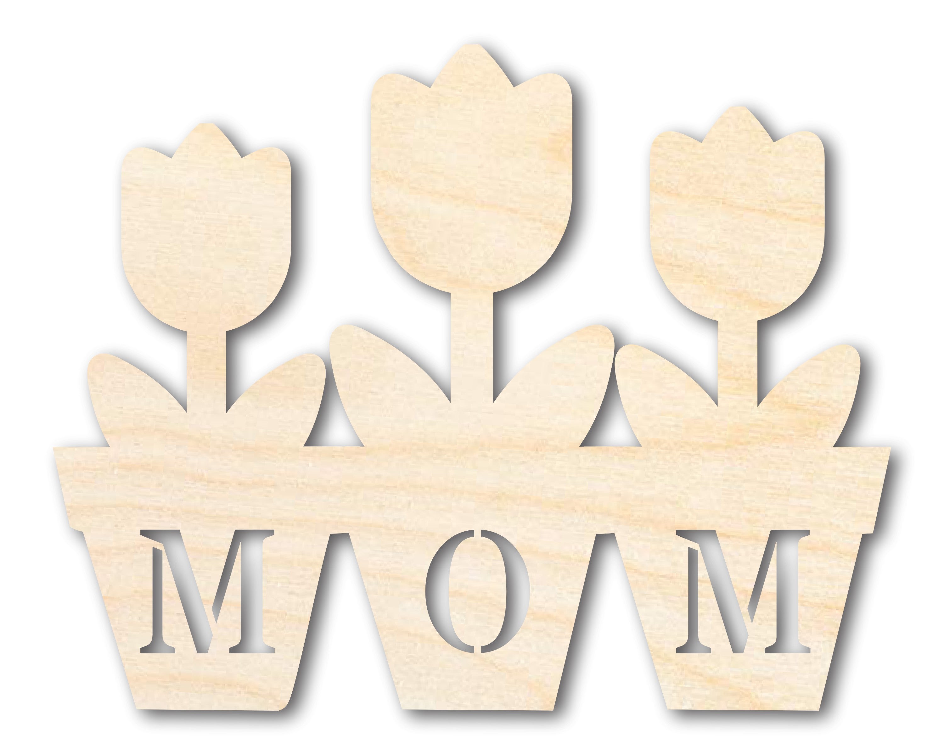 Unfinished Mom Flower Pot Shape | DIY Craft Cutout | up to 46" DIY