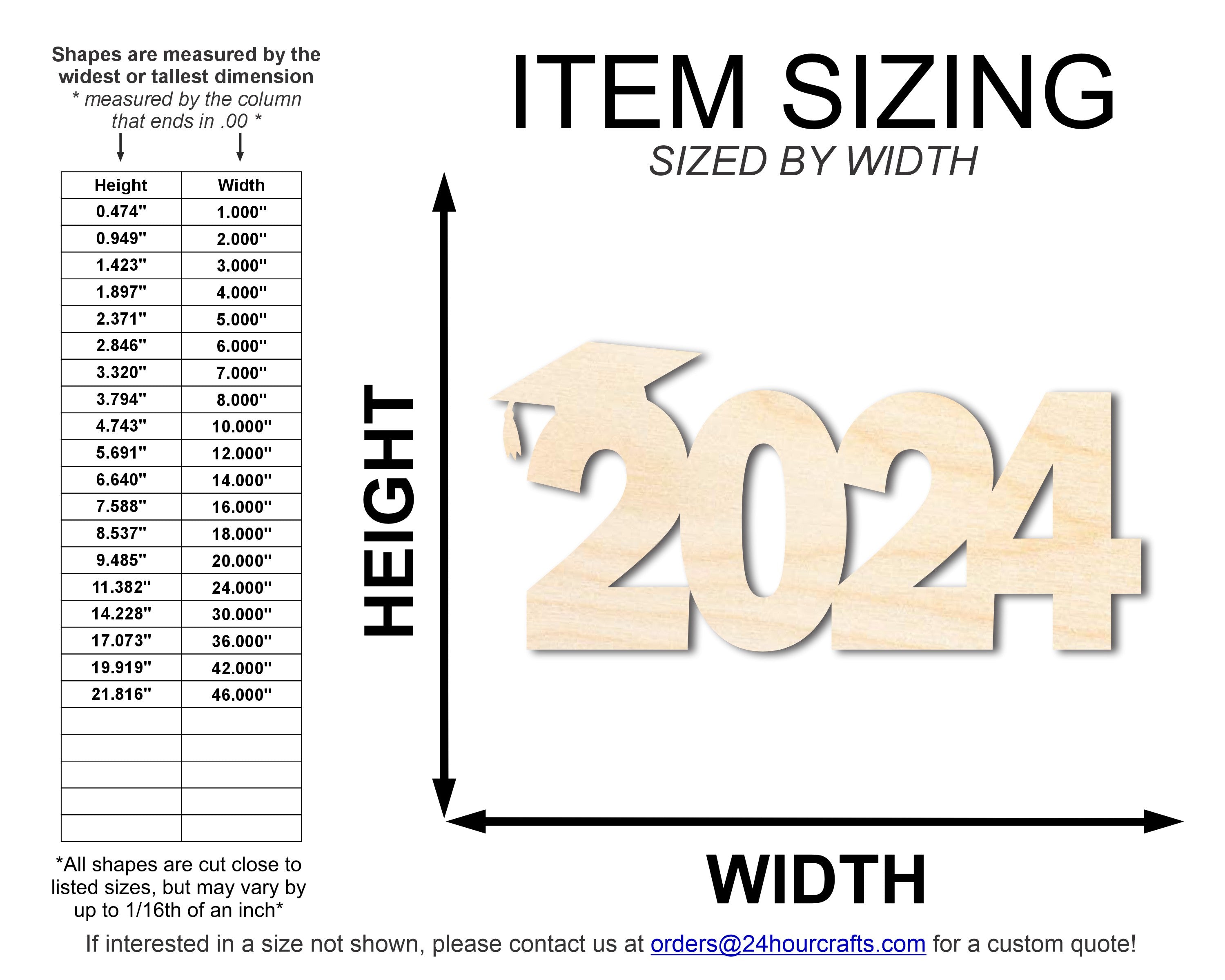 Unfinished 2024 Graduation Shape | DIY Craft Cutout | up to 46" DIY