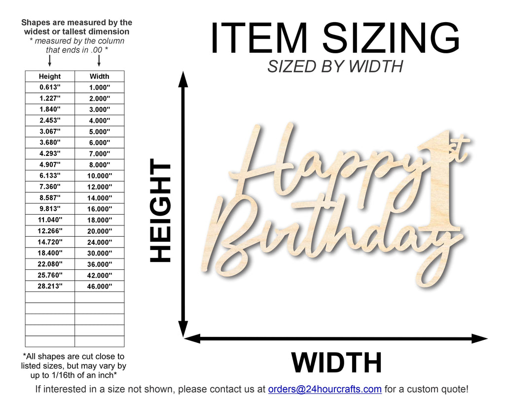Unfinished Happy 1st Birthday Sign Shape | DIY Craft Cutout | up to 46" DIY
