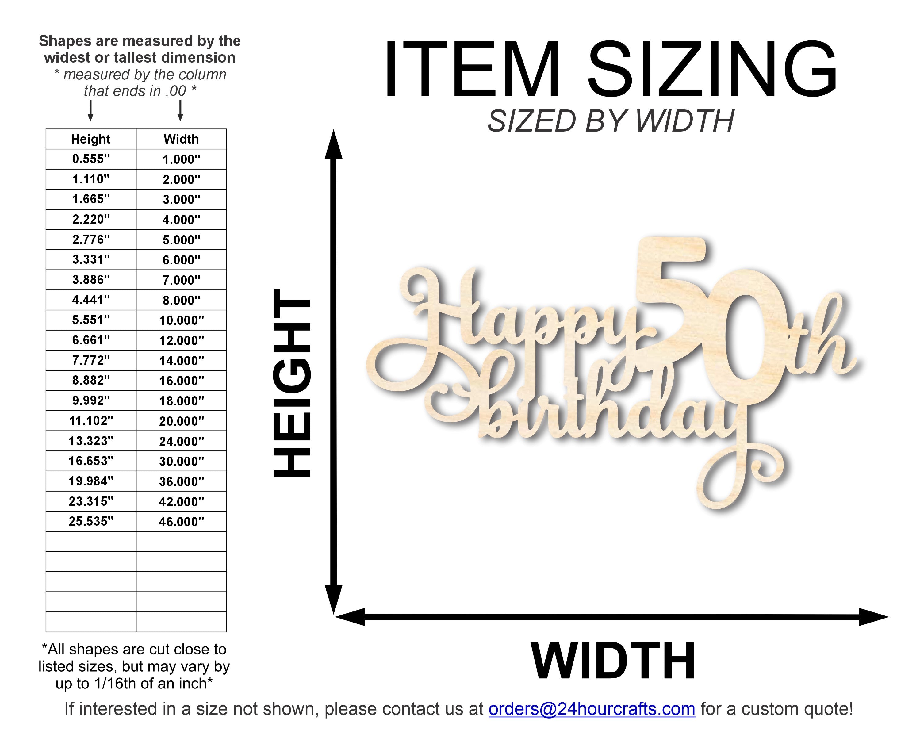 Unfinished Happy 50th Birthday Sign Shape | DIY Craft Cutout | up to 46" DIY
