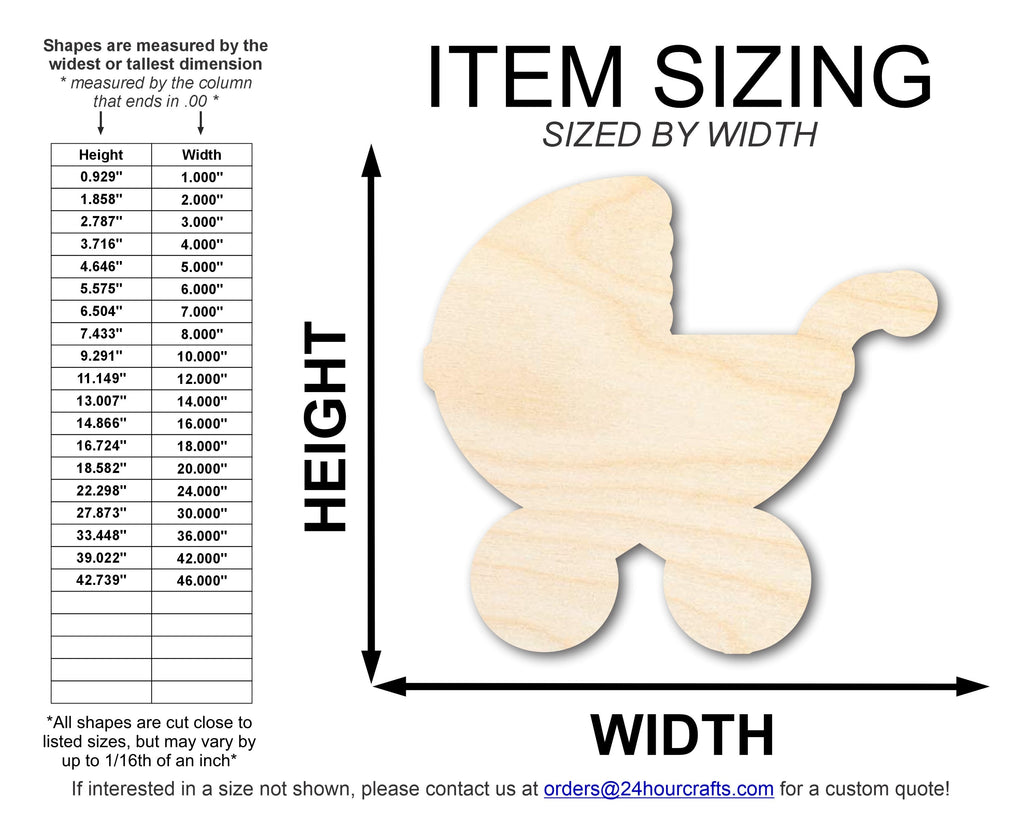 Unfinished Wood Baby Stroller Shape | DIY Craft Cutout | up to 46" DIY