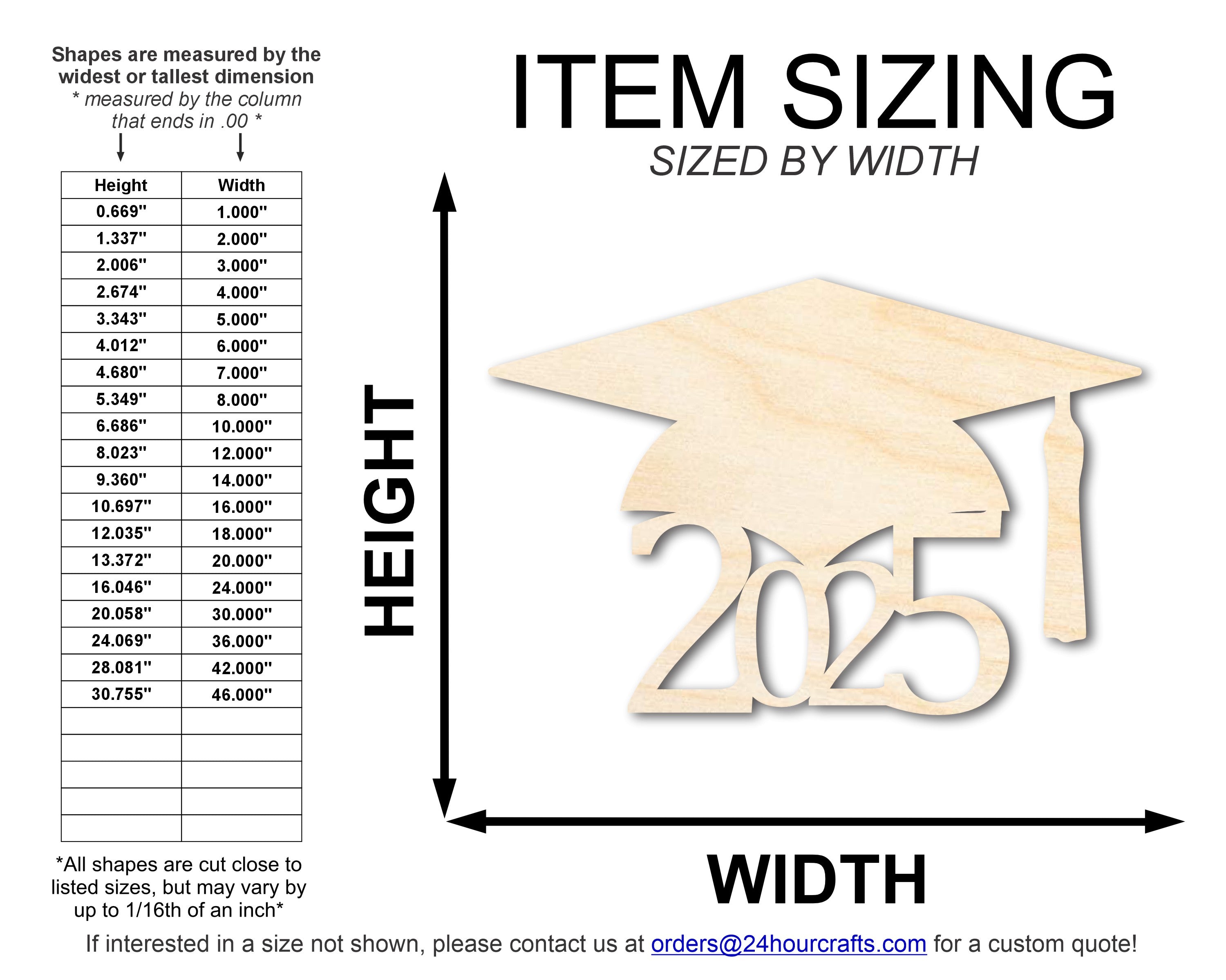 Unfinished Wood Grad Cap 2025 Shape | DIY Craft Cutout | up to 46" DIY