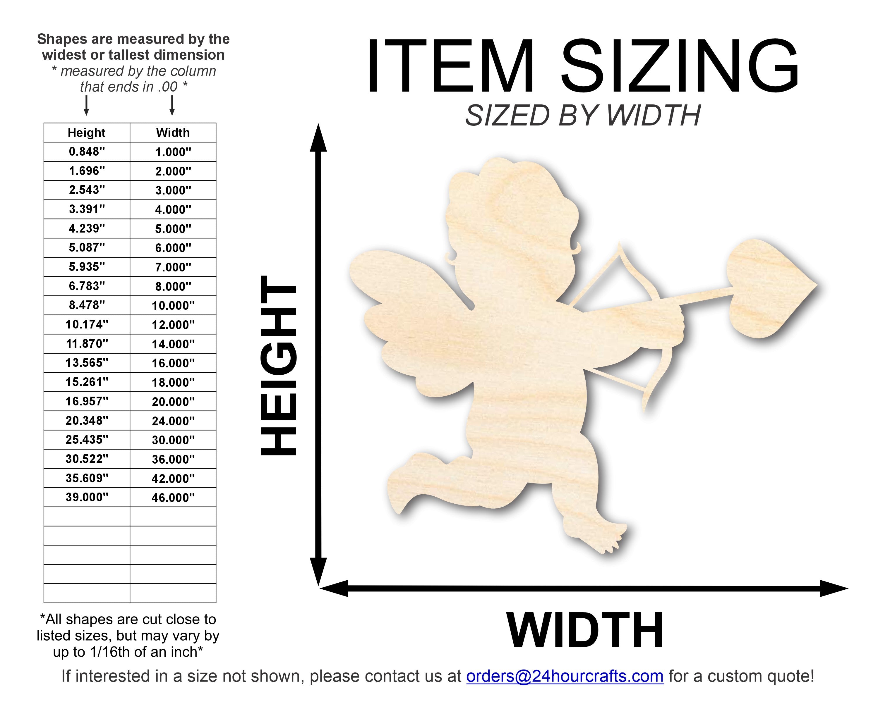 Unfinished Wood Cupid Shape | DIY Craft Cutout | up to 46" DIY