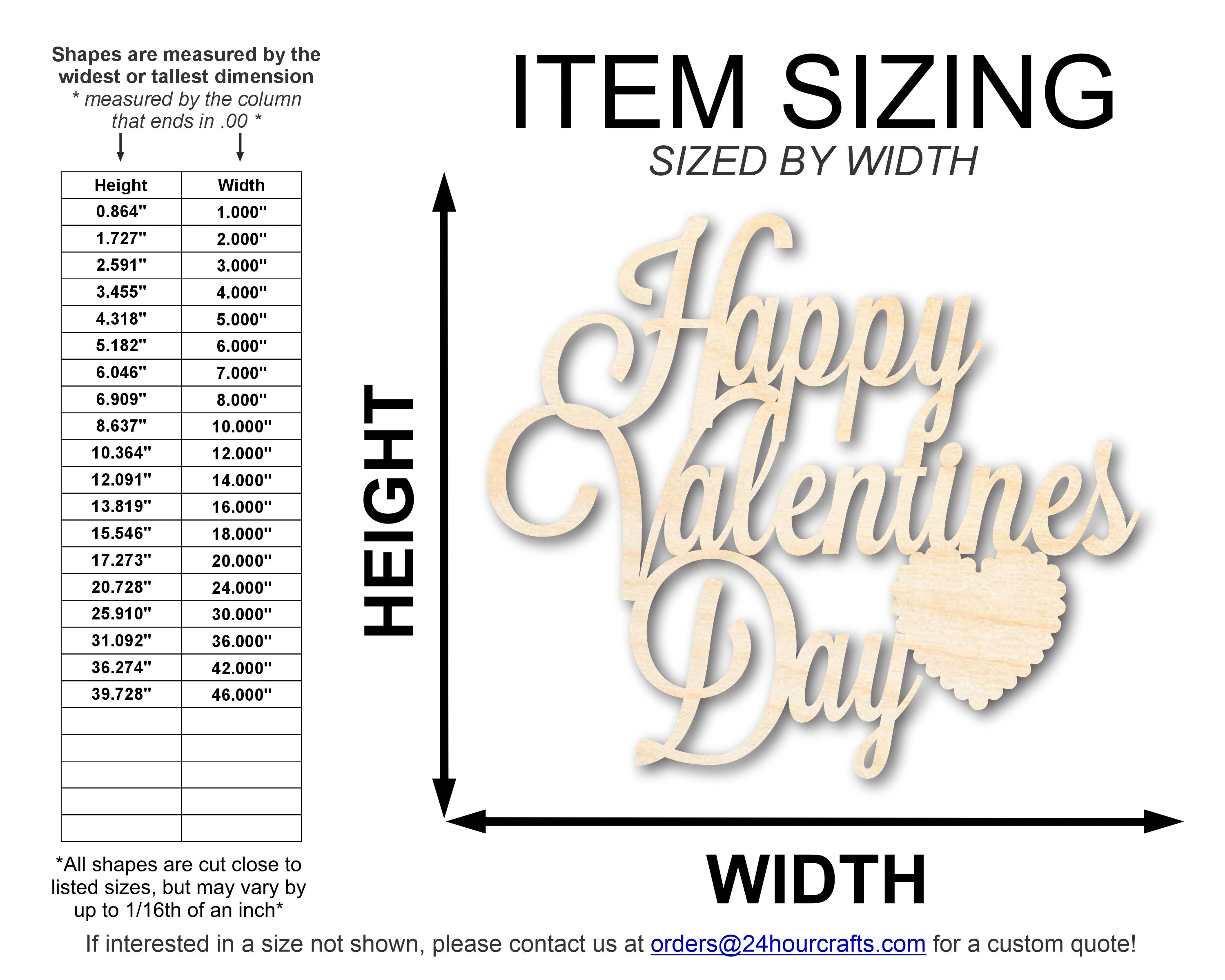 Unfinished Wood Happy Valentines Day Shape | DIY Craft Cutout | up to 46" DIY