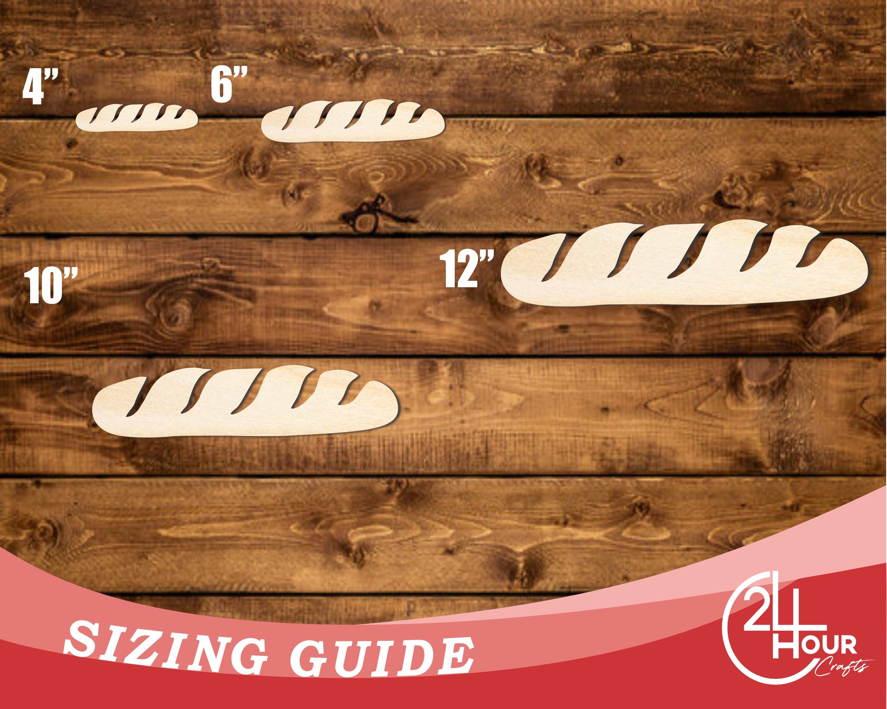 Unfinished Wood Baguette Shape | DIY Craft Cutout | up to 46" DIY