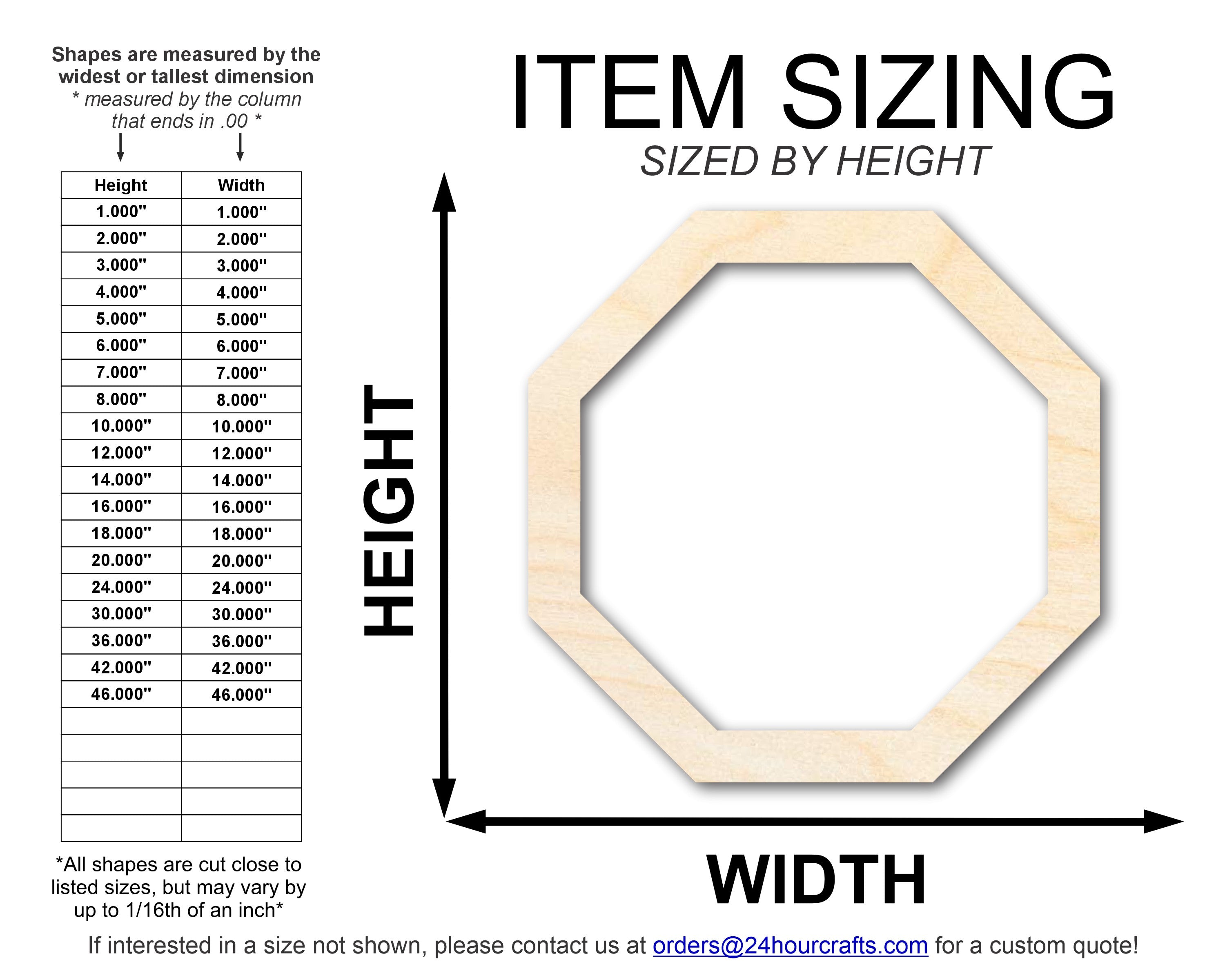 Unfinished Wood Octagon Outline Shape | DIY Craft Cutout | up to 46" DIY