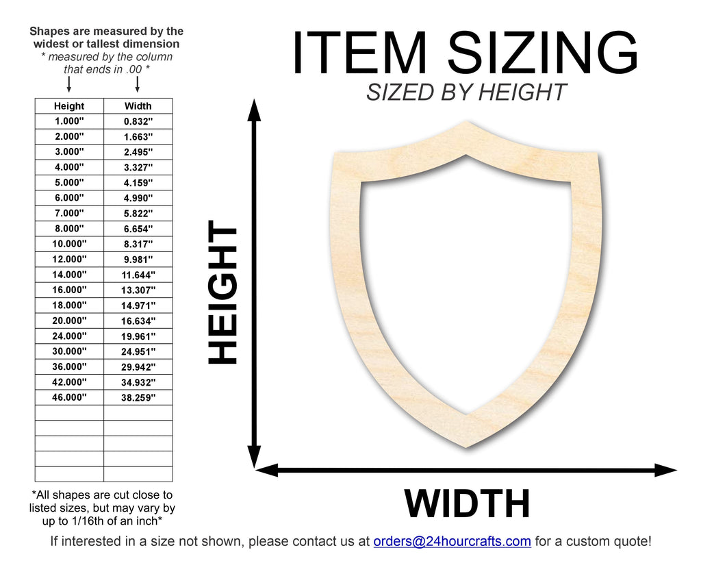 Unfinished Wood Shield Head Outline Shape | DIY Craft Cutout | up to 46" DIY