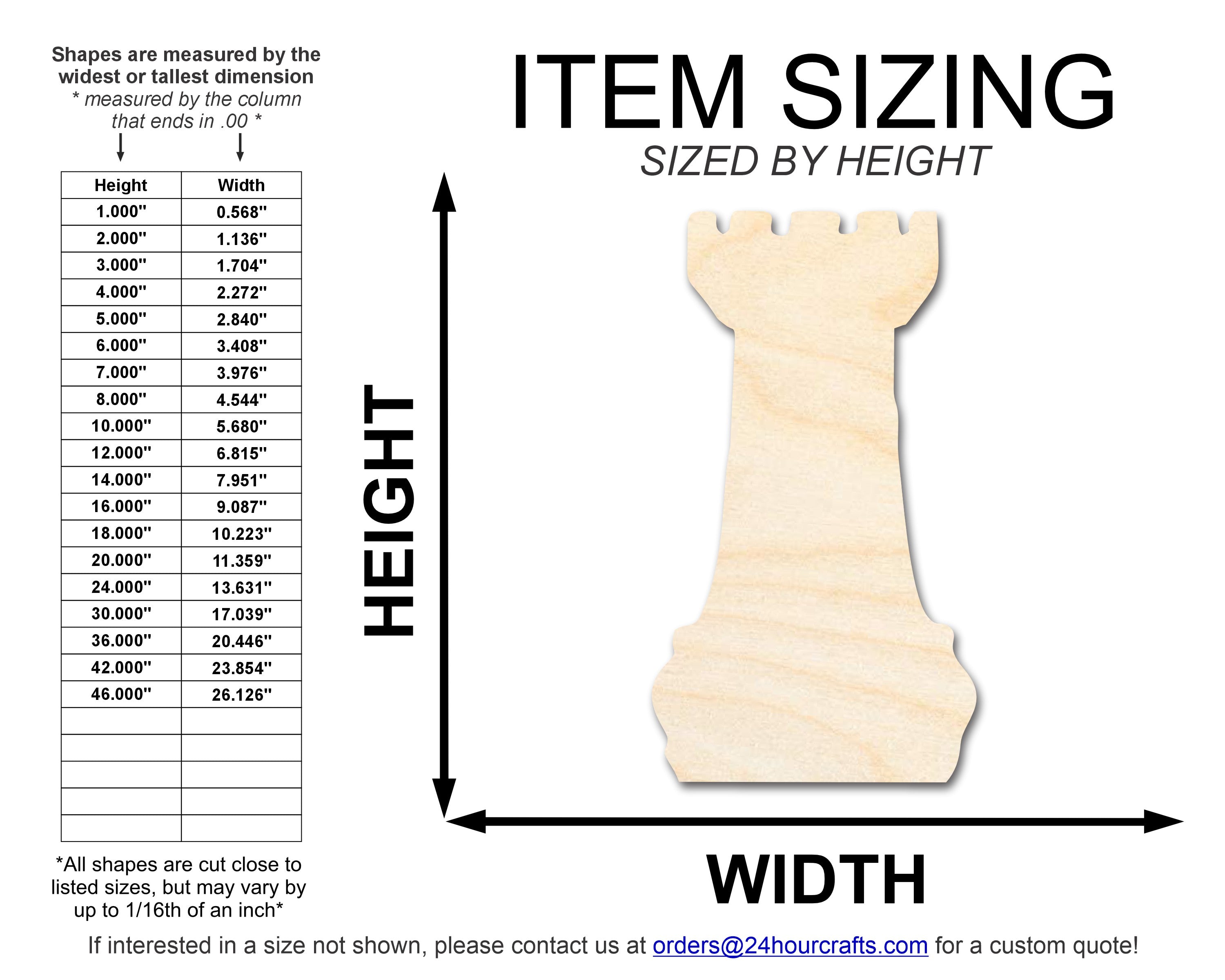 Unfinished Wood Chess Rook Shape | DIY Craft Cutout | up to 46" DIY