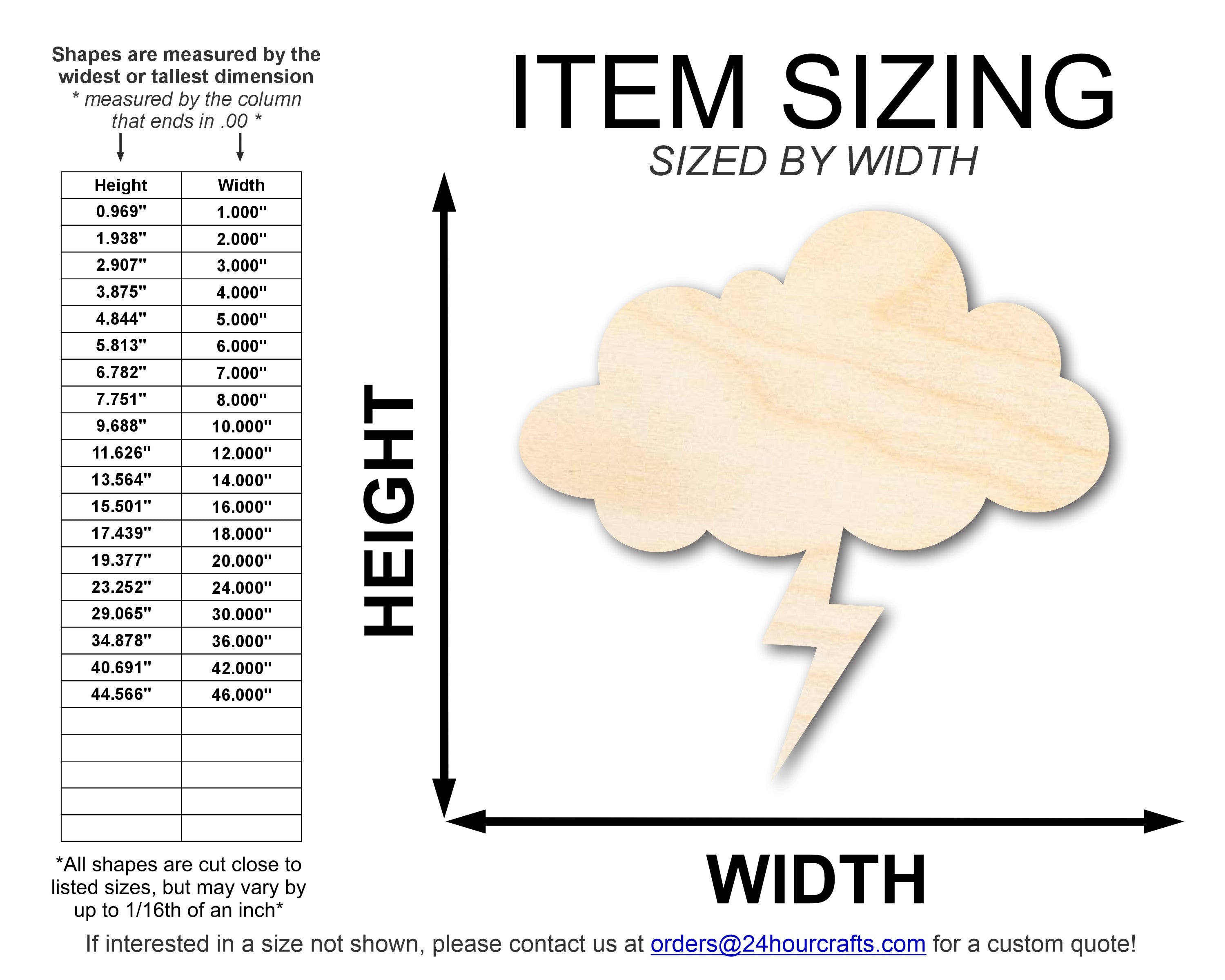 Unfinished Wood Lightning Cloud Shape | DIY Craft Cutout | up to 46" DIY