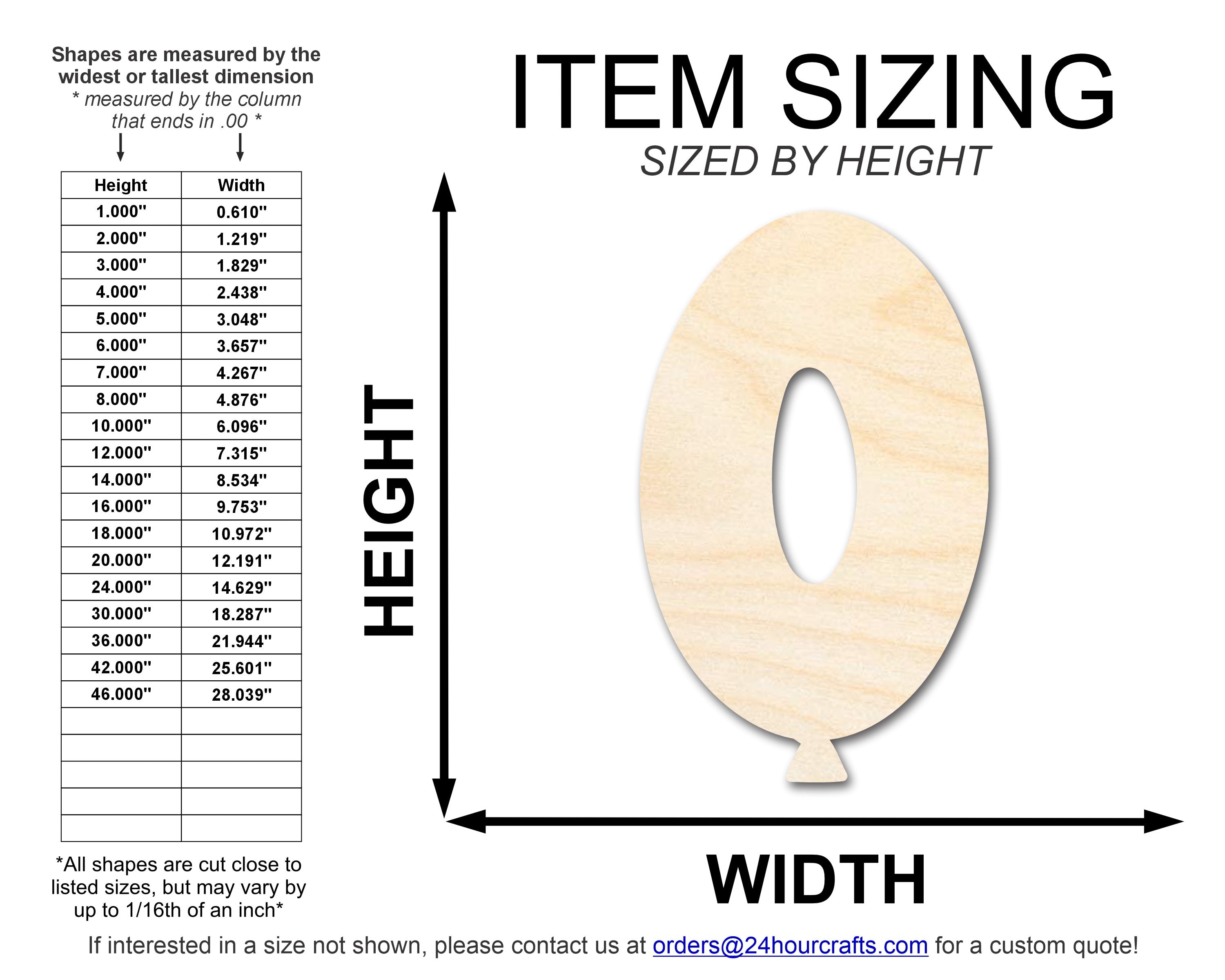 Unfinished Wood Balloon Number 0 Shape | DIY Craft Cutout | up to 46" DIY
