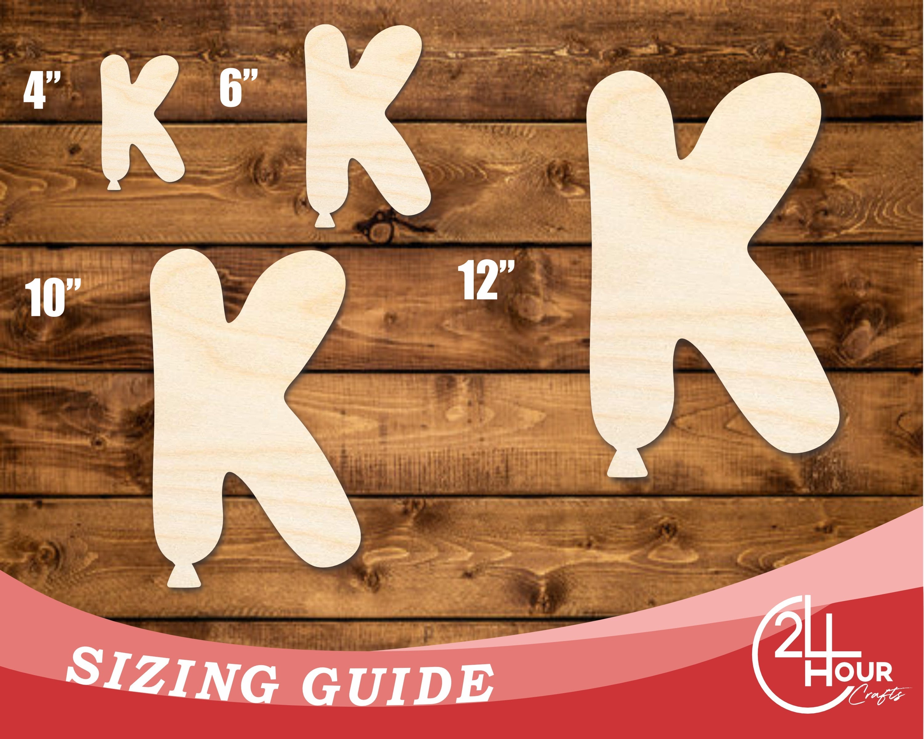Unfinished Wood Balloon Letter K Shape | DIY Craft Cutout | up to 46" DIY