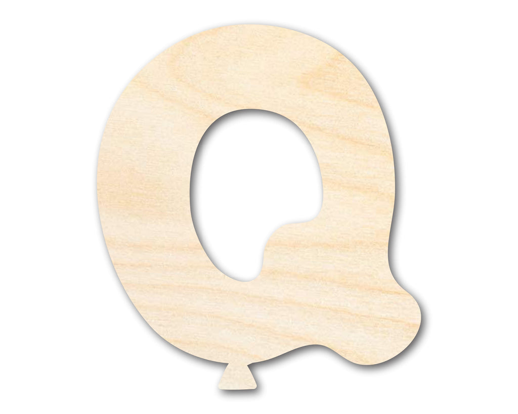 Unfinished Wood Balloon Letter Q Shape | DIY Craft Cutout | up to 46" DIY