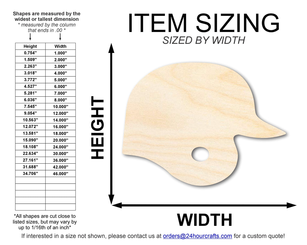 Unfinished Wood Baseball Helmet Shape | DIY Craft Cutout | up to 46" DIY