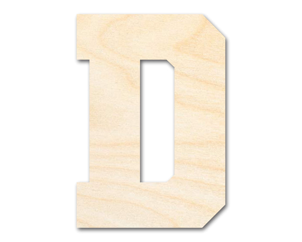 Unfinished Wood Varsity Team Font - D Shape | DIY Craft Cutout | up to 46" DIY