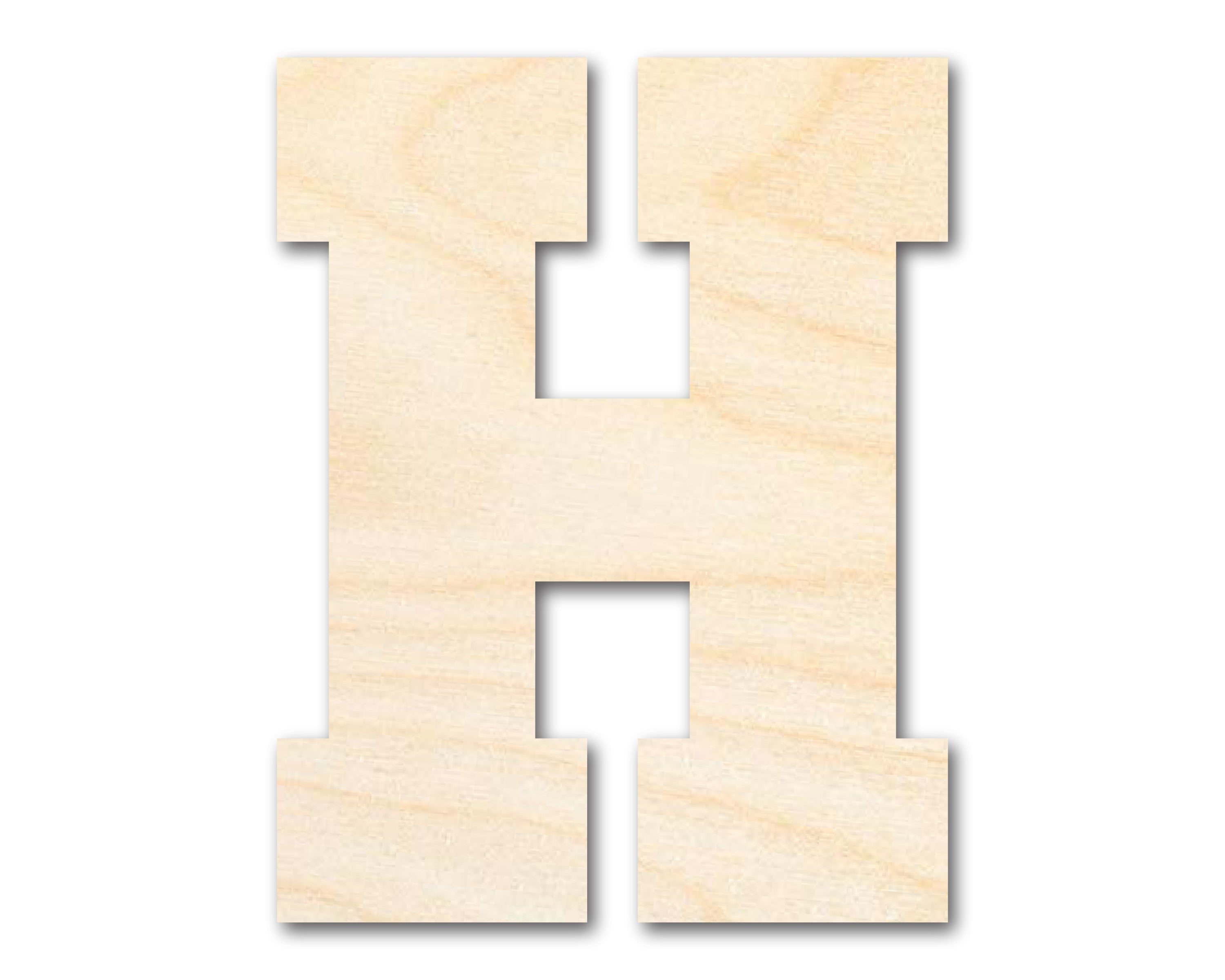 Unfinished Wood Varsity Team Font - H Shape | DIY Craft Cutout | up to 46" DIY
