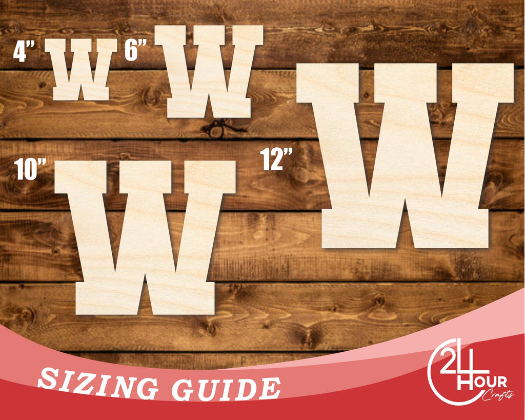 Unfinished Wood Varsity Team Font - W Shape | DIY Craft Cutout | up to 46" DIY