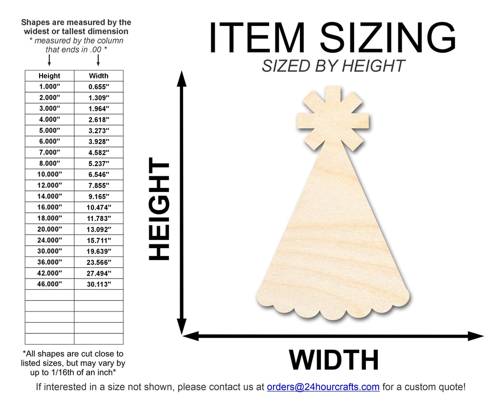 Unfinished Wood Party Hat Shape | DIY Craft Cutout | up to 46" DIY