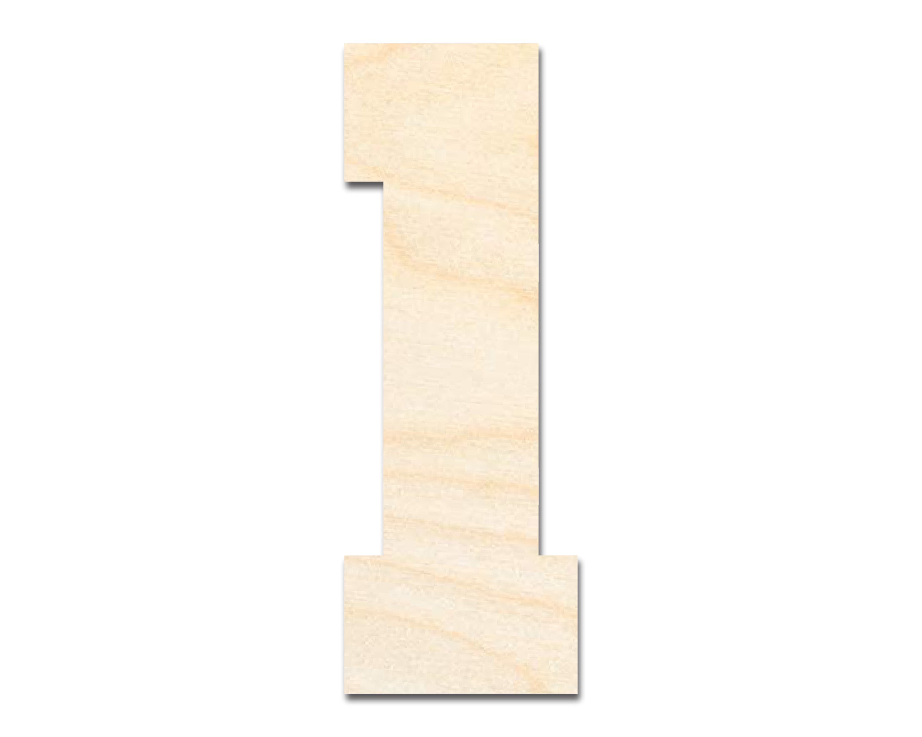 Unfinished Wood Varisty Number One Shape | DIY Craft Cutout | up to 46" DIY