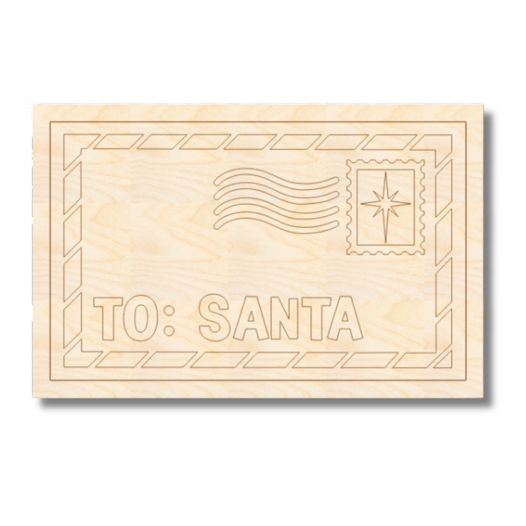 Unfinished Wood Etched Letter to Santa Shape | Paint By Line Crafts | up to 30" DIY