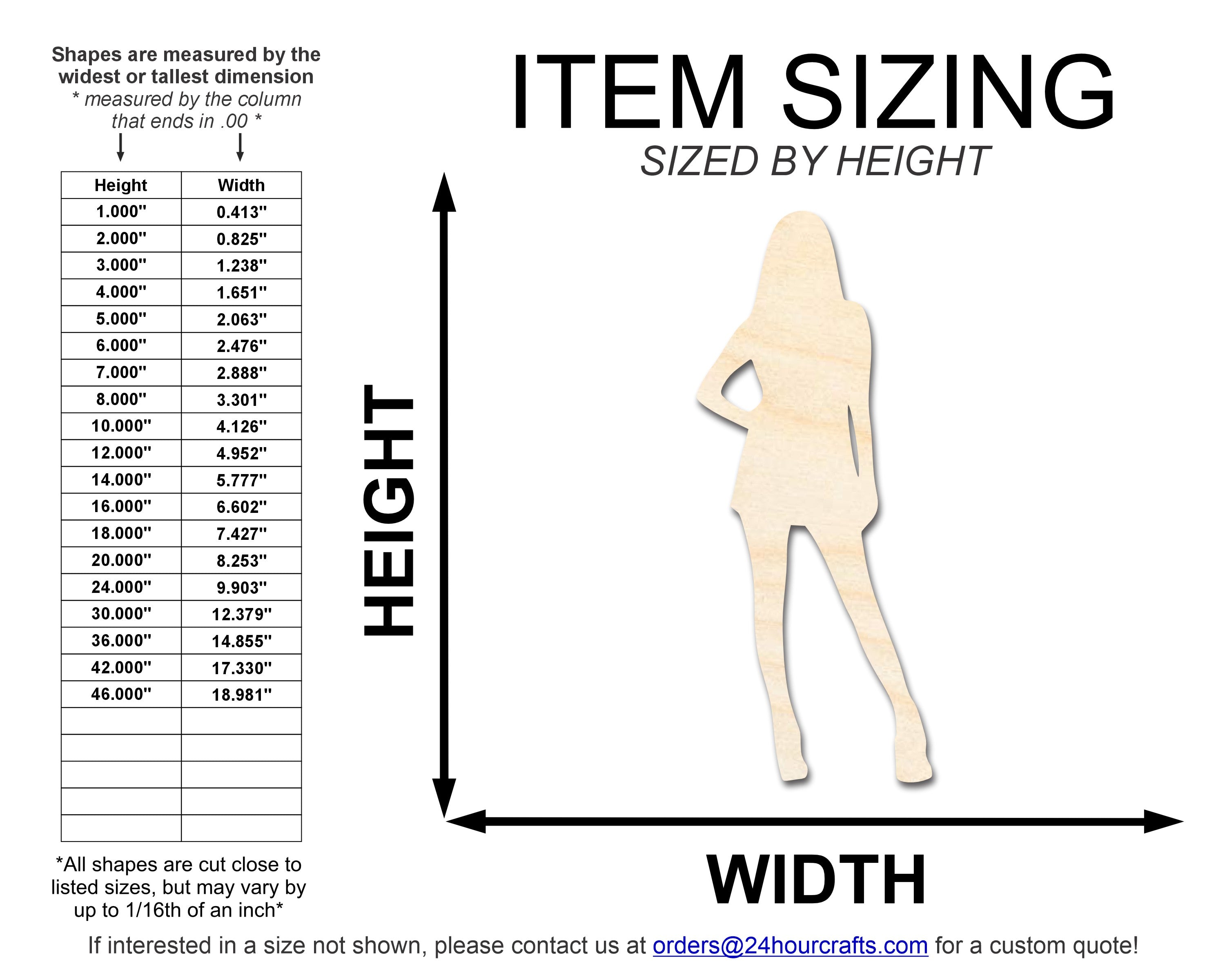 Unfinished Wood Female Idol Shape | DIY Craft Cutout | up to 46" DIY