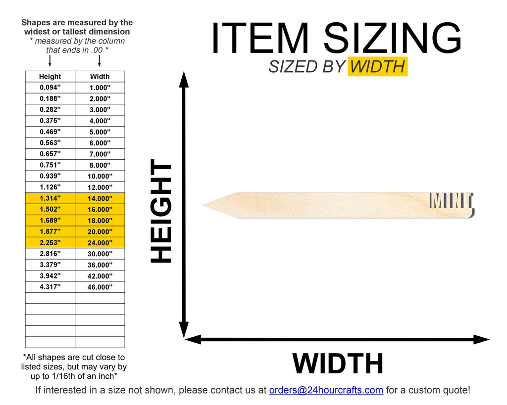 Unfinished Wood Mint Garden Stake | DIY Craft Cutout | up to 24" DIY