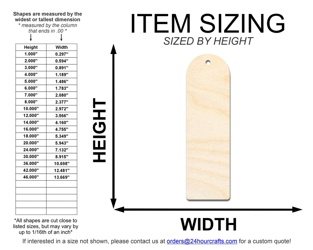 Unfinished Wood Rounded Simple Bookmark Shape | DIY Craft Cutout | up to 12" DIY