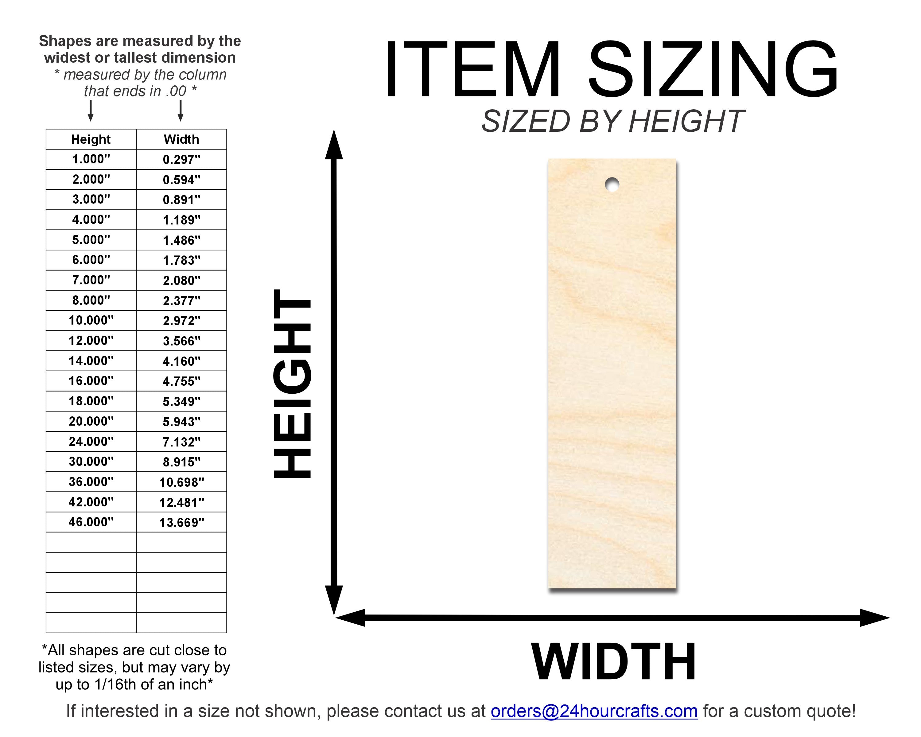 Unfinished Wood Sharp Edge Bookmark Shape | DIY Craft Cutout | up to 12" DIY