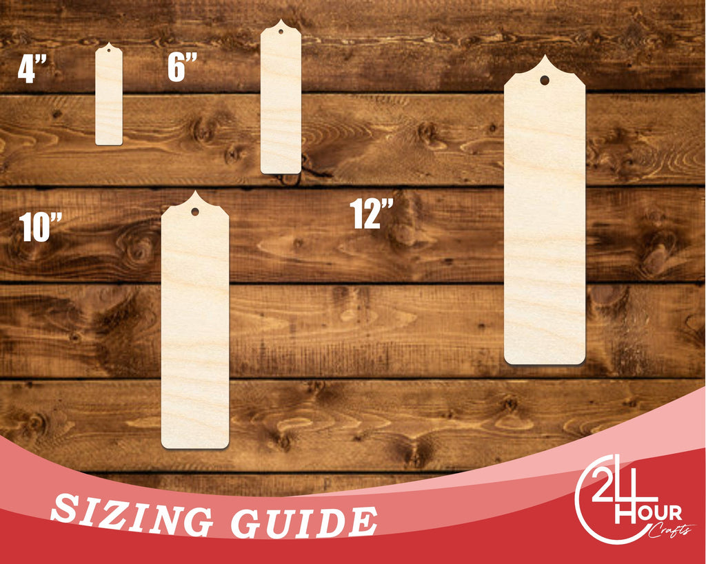Unfinished Wood Sharp Pointed Top Bookmark Shape | DIY Craft Cutout | up to 12" DIY