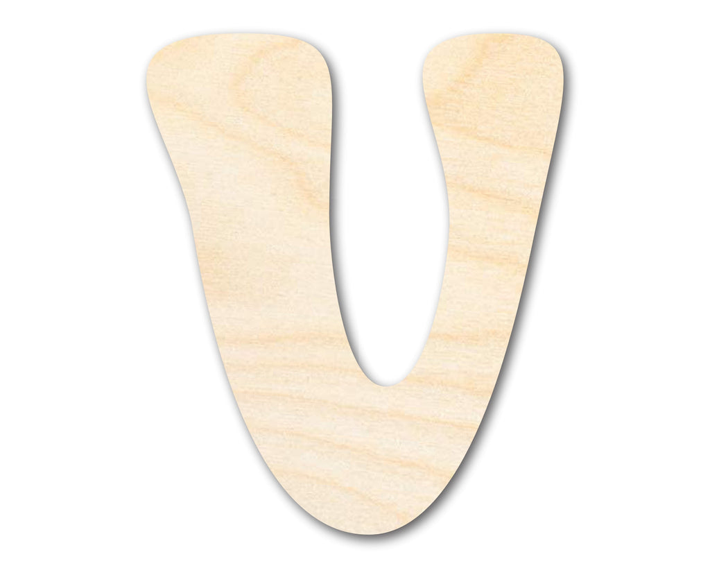 Unfinished Wood Groovy V Font Shape | DIY Craft Cutout | up to 46" DIY