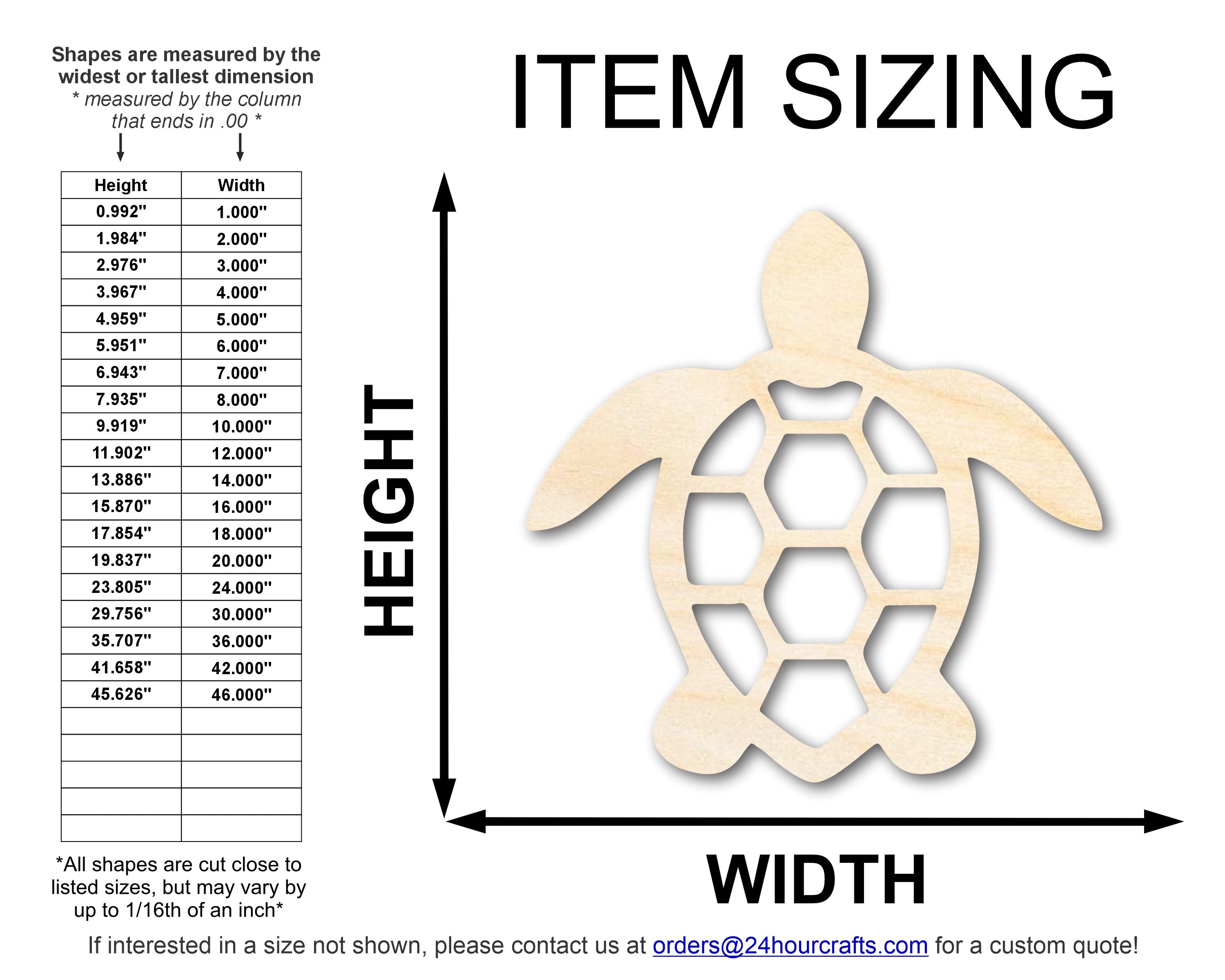 Unfinished Wood Sea Turtle Shape | JGrondz | DIY Craft Cutout | up to 46" DIY