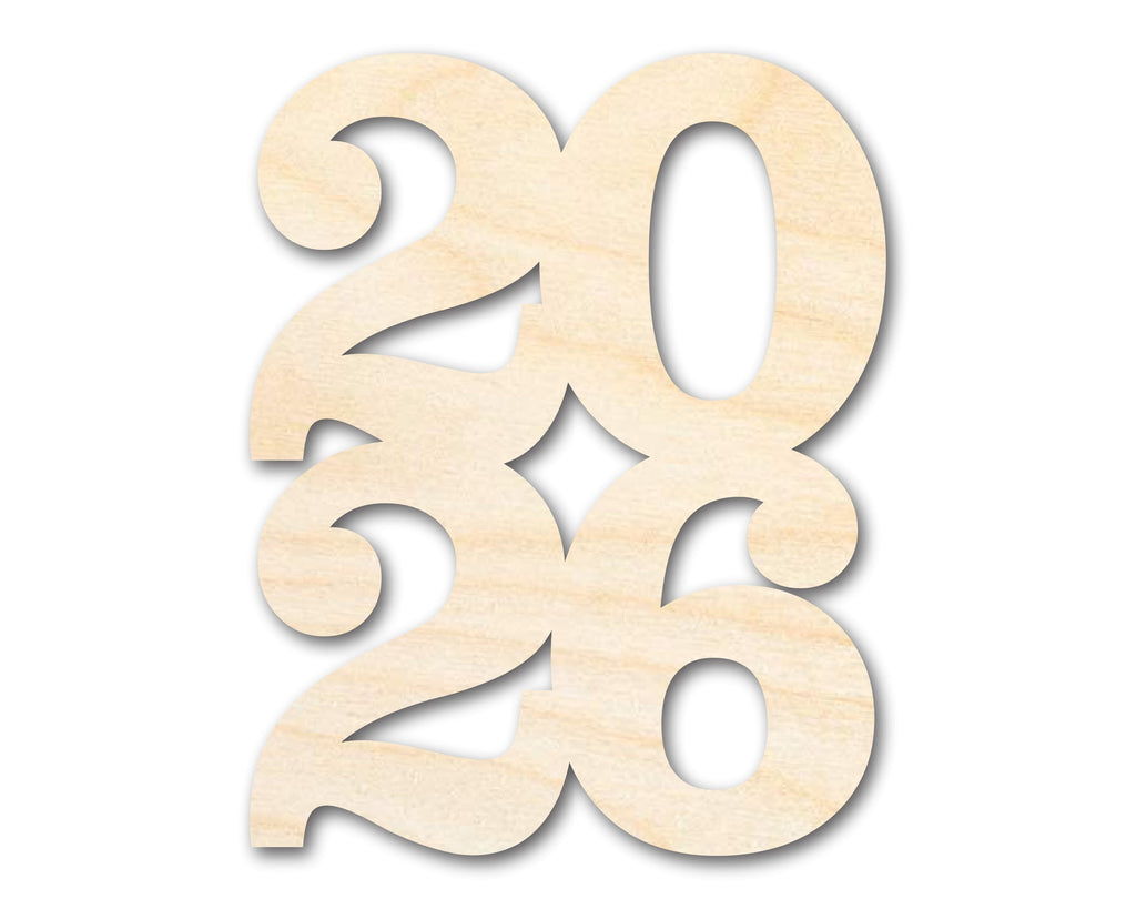 Unfinished Wood Year 2026 Shape | DIY Craft Cutout | up to 46" DIY