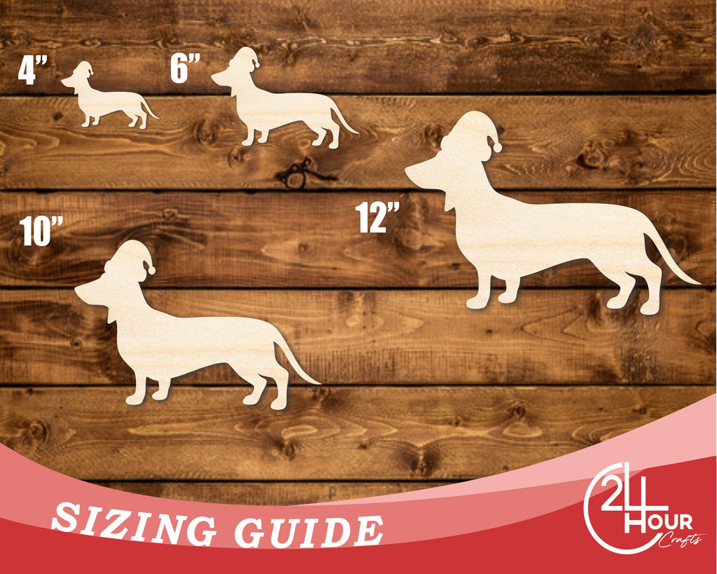 Unfinished Wood Dachshund With Santa Hat Shape | DIY Craft Cutout | up to 46" DIY