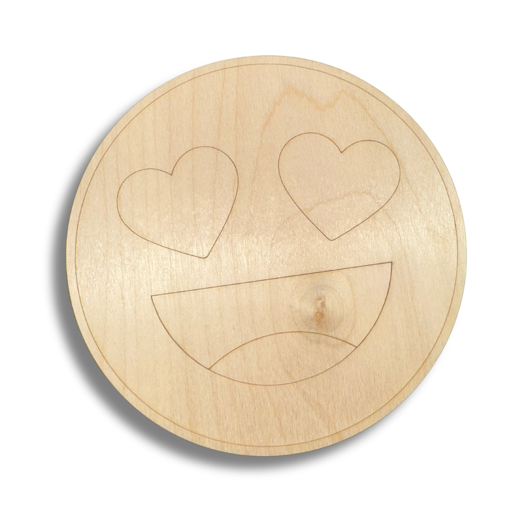 Unfinished Wood Etched Heart Eyes Shape | Paint By Line Crafts | up to 30" DIY