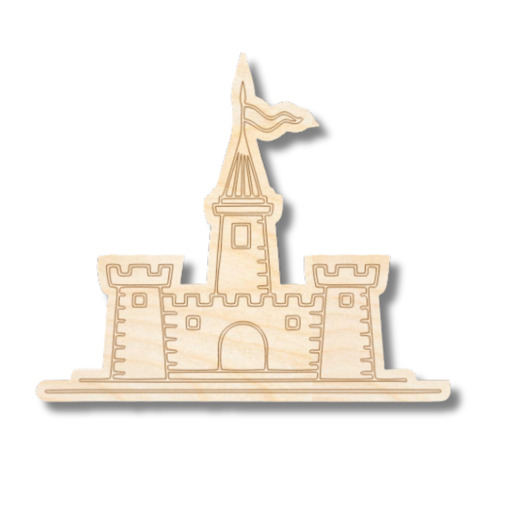 Unfinished Wood Etched Sandcastle Shape | Paint By Line Crafts | up to 30" DIY