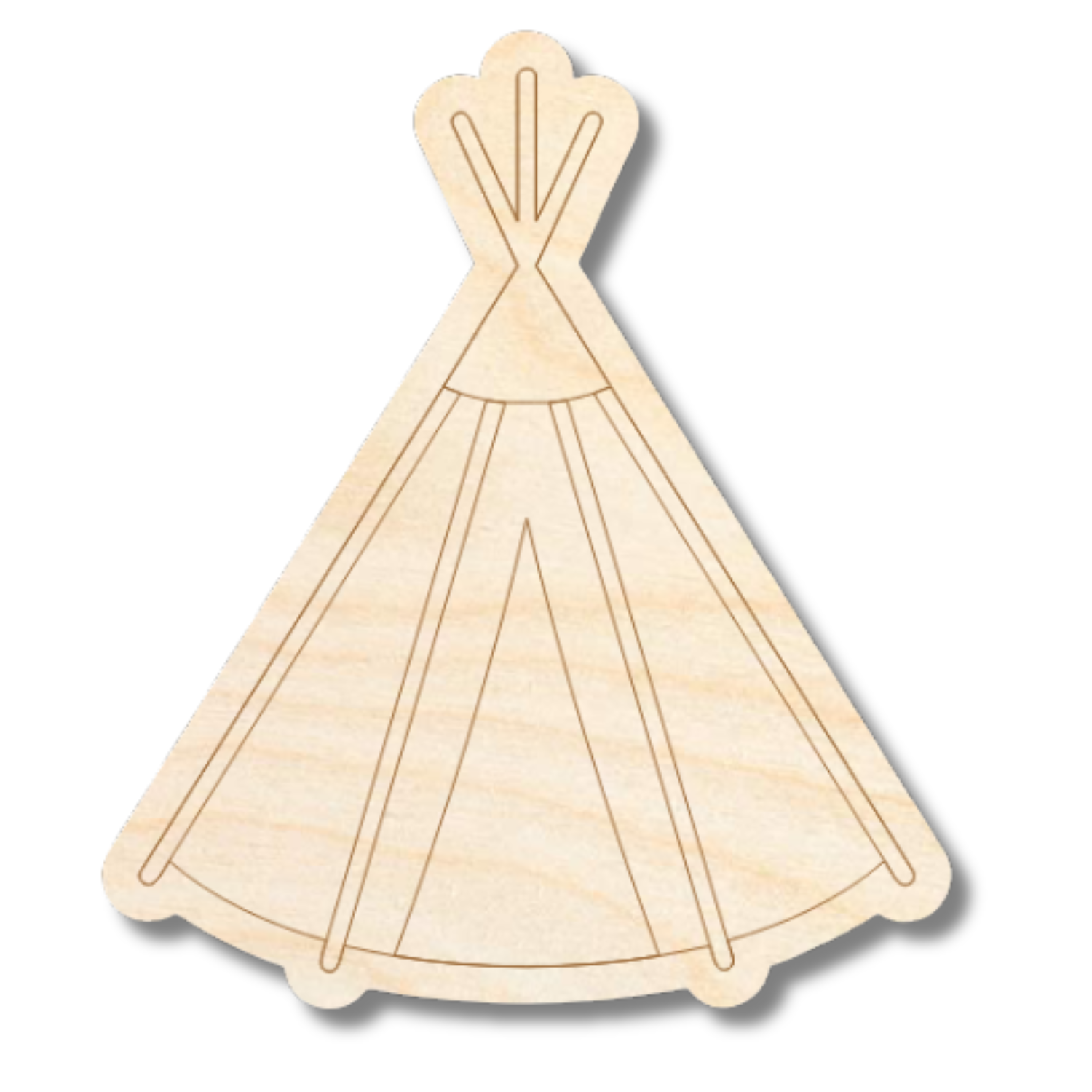 Unfinished Wood Etched Tipi Shape | Paint By Line Crafts | up to 30" DIY