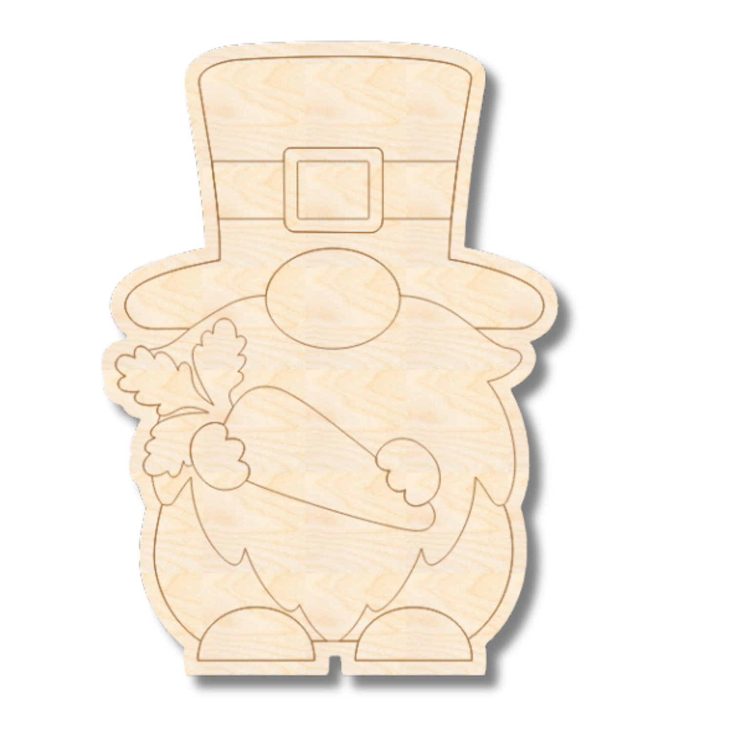 Unfinished Wood Etched Carrot Gnome Shape | Paint By Line Crafts | up to 30" DIY