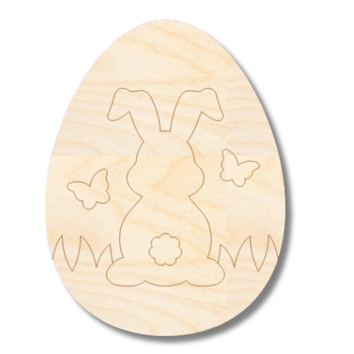 Unfinished Wood Etched Bunny Pattern Egg Shape | Paint By Line Crafts | up to 30" DIY