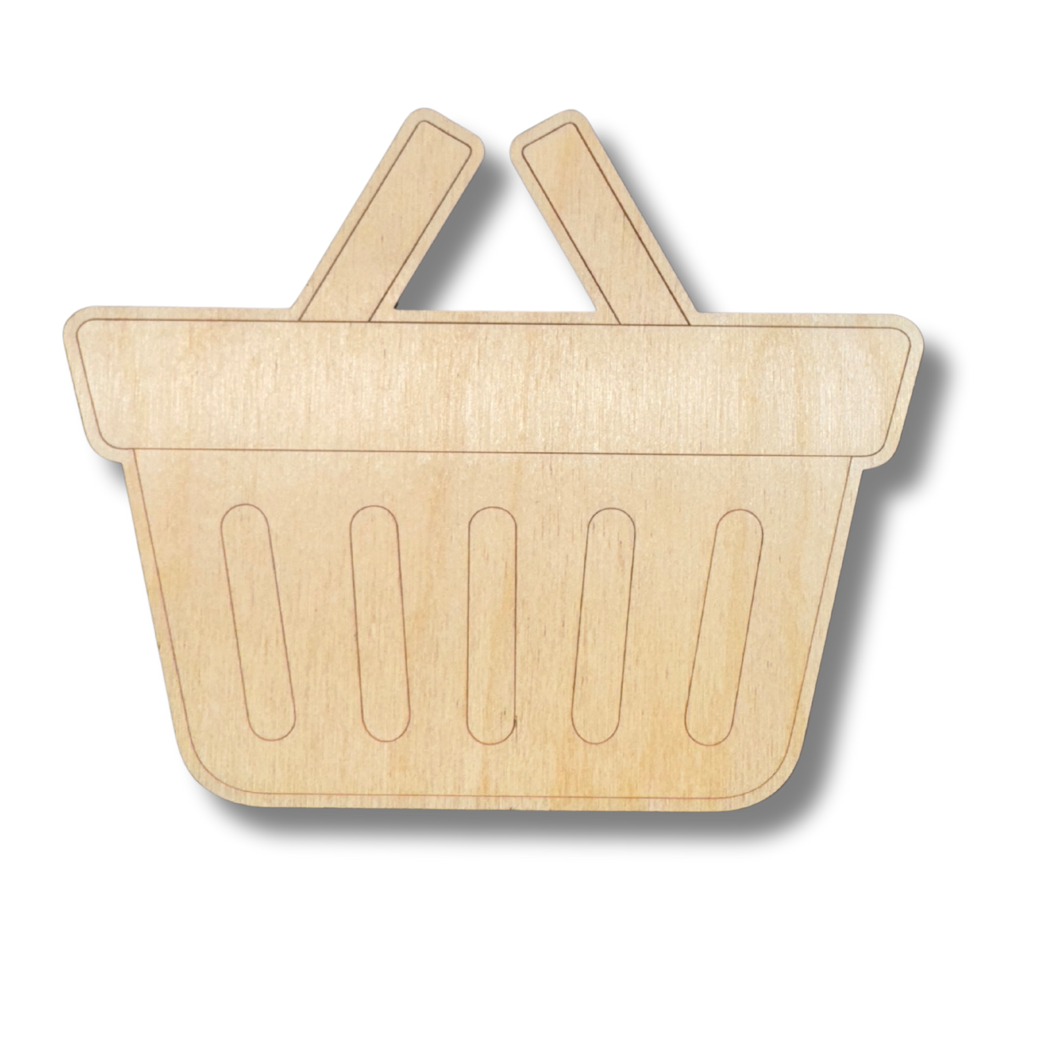 Unfinished Wood Etched Shopping Basket Shape | Paint By Line Crafts | up to 30" DIY