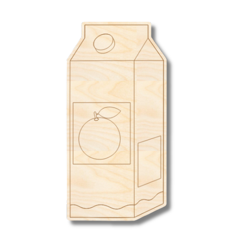Unfinished Wood Etched Orange Juice Shape | Paint By Line Crafts | up to 30" DIY