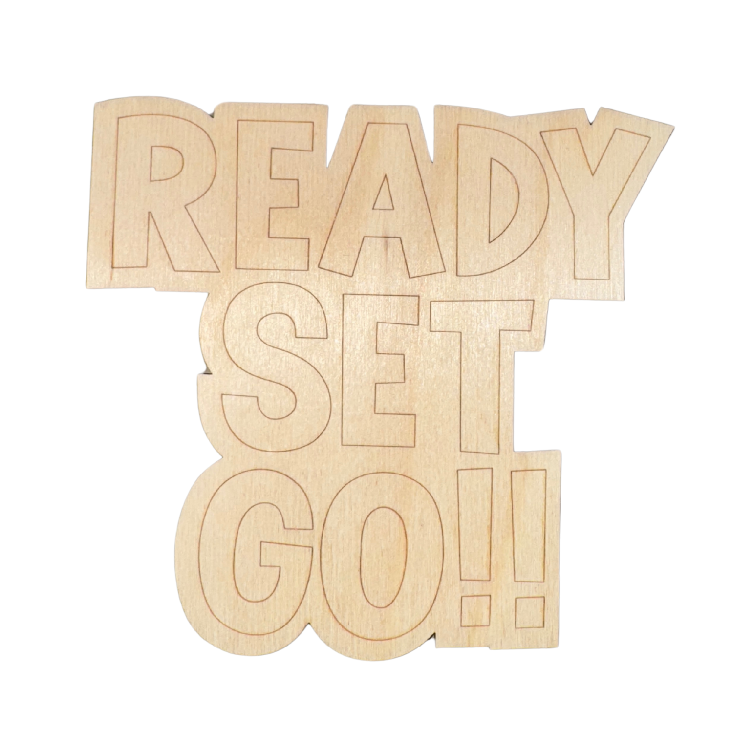 Unfinished Wood Etched Ready Set Go Shape | Paint By Line Crafts | up to 30" DIY
