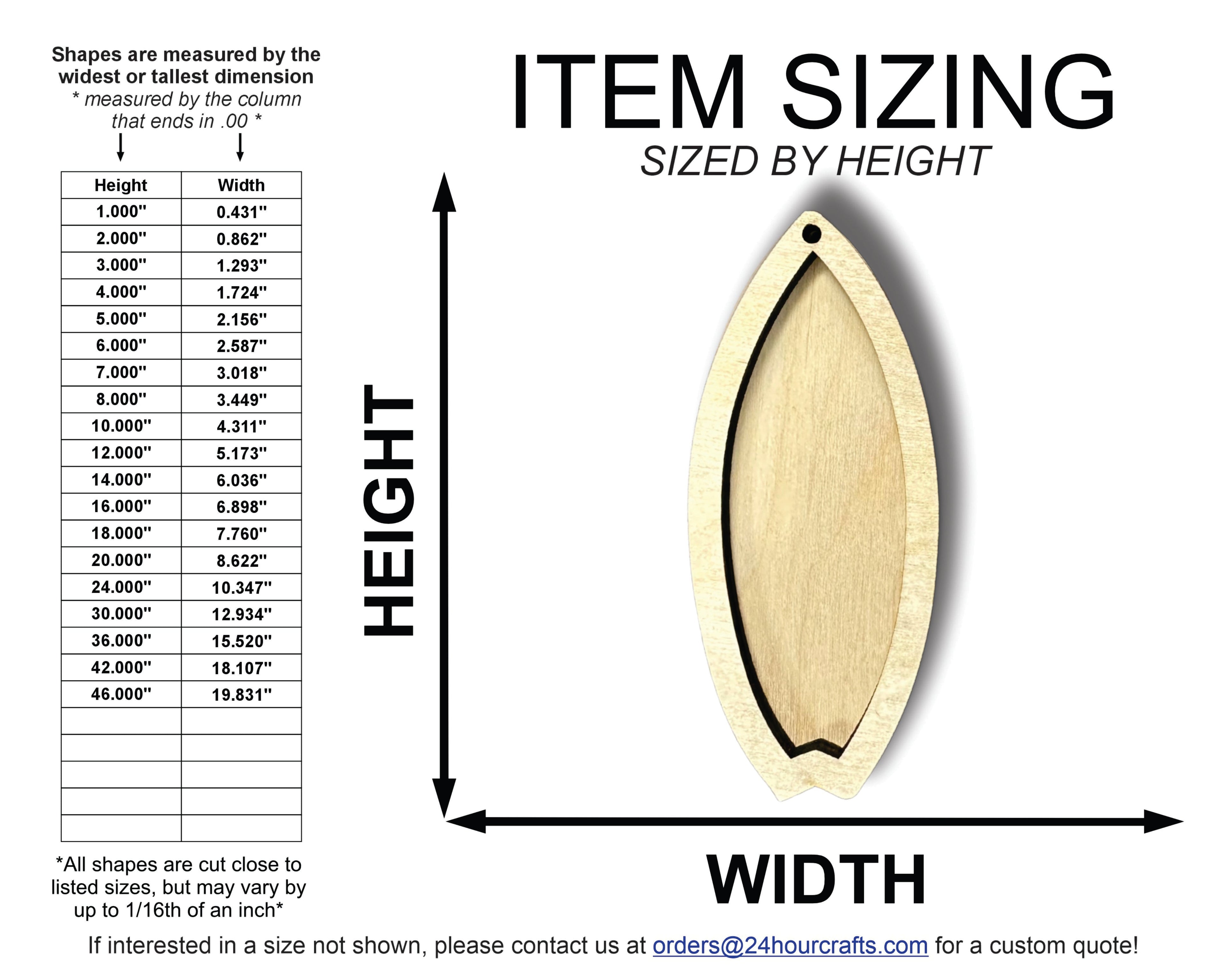 Unfinished Wood 2 Layer Fishtail Surfboard Shadowbox Shape | DIY Craft Cutout | up to 46" DIY