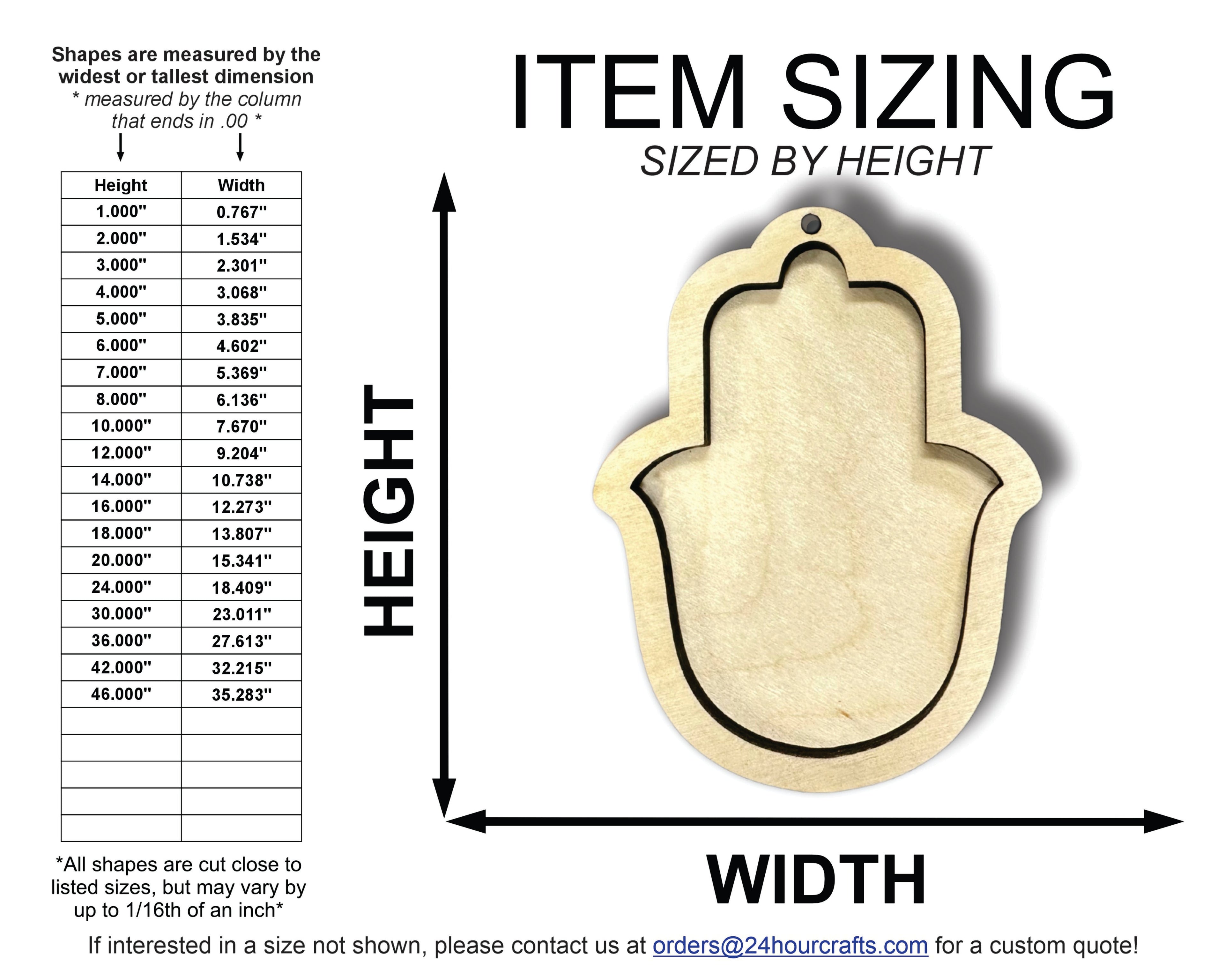 Unfinished Wood 2 Layer Hamsa Shadowbox Shape | DIY Craft Cutout | up to 46" DIY