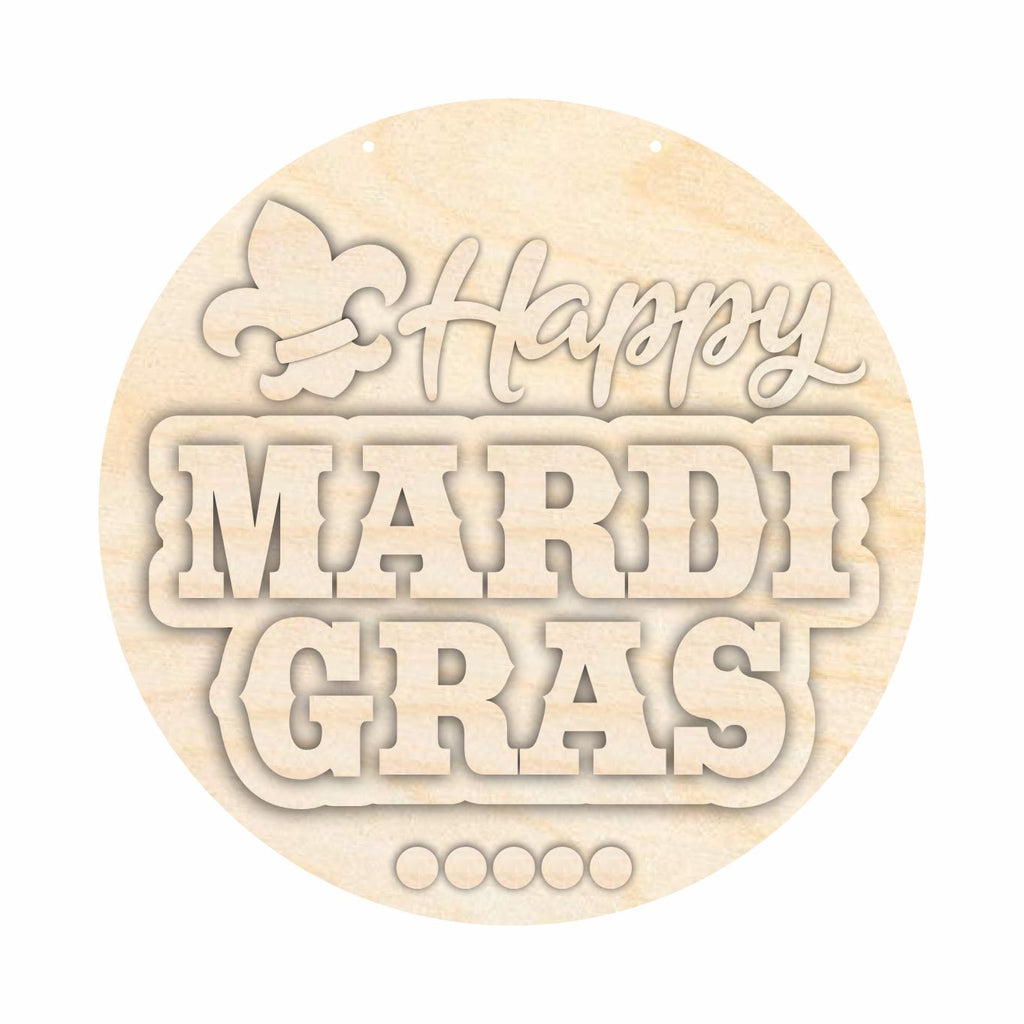 Unfinished Wood Mardi Gras Door Sign Kit | Wood Craft Cutouts | 1/4" Thick |