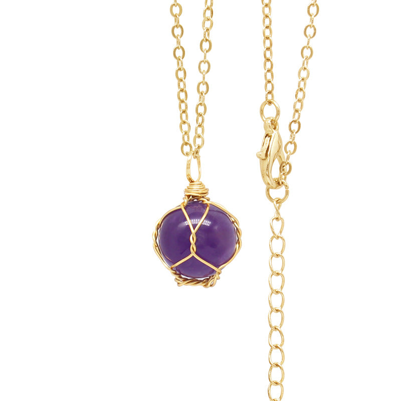 Crystal Colored Stone Mesh Bag Handmade Necklaces