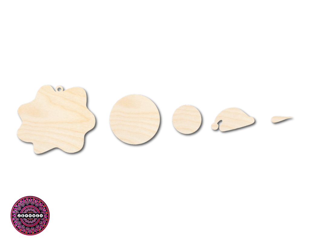 Unfinished Wood Melting Snowman with Santa Hat 5pc. Set | JGrondz | DIY Craft Cutout | 4" | 1/4" Thick